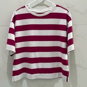 LOFT. Casual cropped drop shoulder short sleeve T shirt stripes SKU CJ 09